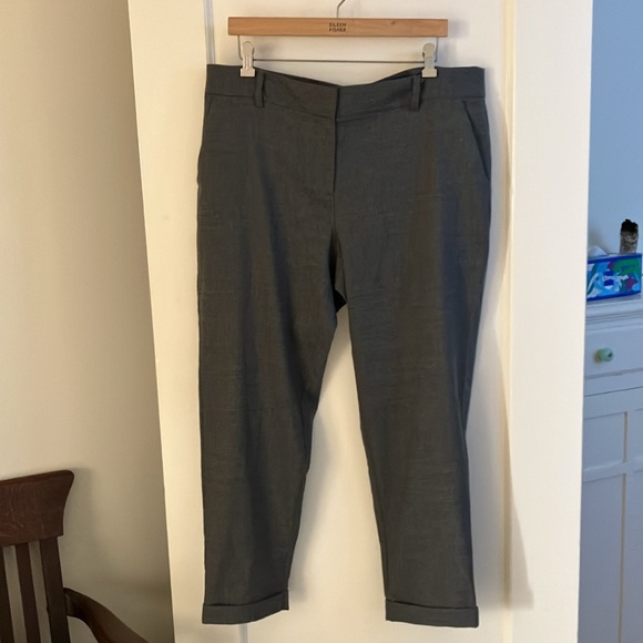 Classic Eileen Fisher Grey Wool Flannel Cuffed Pants Size 14 - Picture 5 of 10